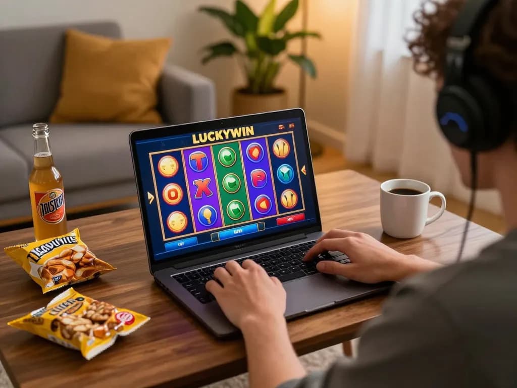 Engaging gameplay at LUCKYWIN casino with vibrant slot machine spins at home