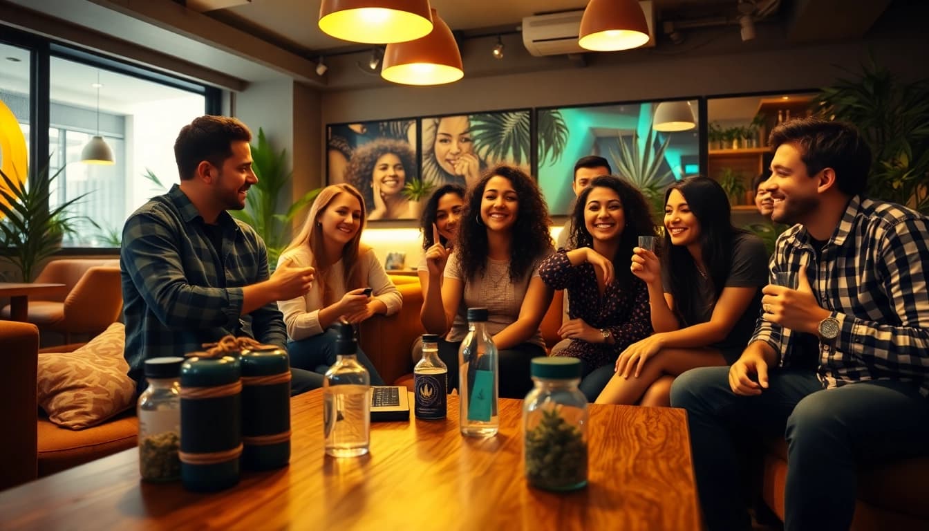 Les visiteurs du Green Guyz club cannabis madrid profitent d'une atmosphère conviviale.