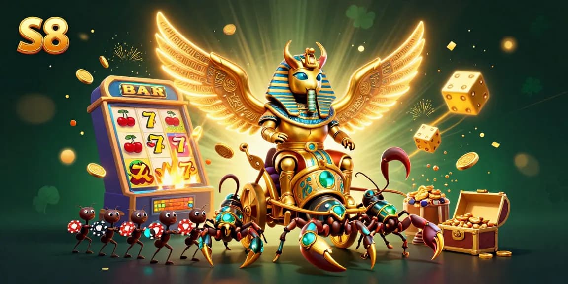 S8 casino brings excitement with vibrant games and a golden scarab champion amidst jackpots.