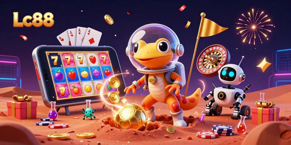 Engage with Lc88's vibrant casino adventure featuring alien characters and thrilling games.