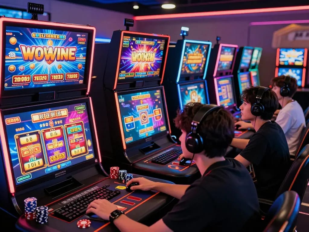Exciting scenes of gamers enjoying various games at https://99wina.org/ with vibrant graphics and an energetic atmosphere.