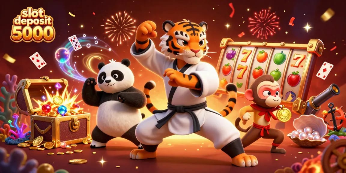 Engage in thrilling slot deposit 5000 action with vibrant characters and dynamic casino elements.