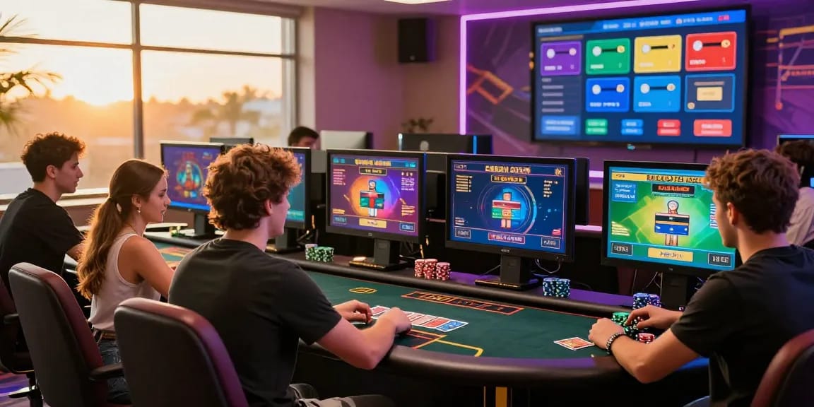 Players enjoying games at online casinos that accept credit card, with engaging displays and vibrant atmosphere.