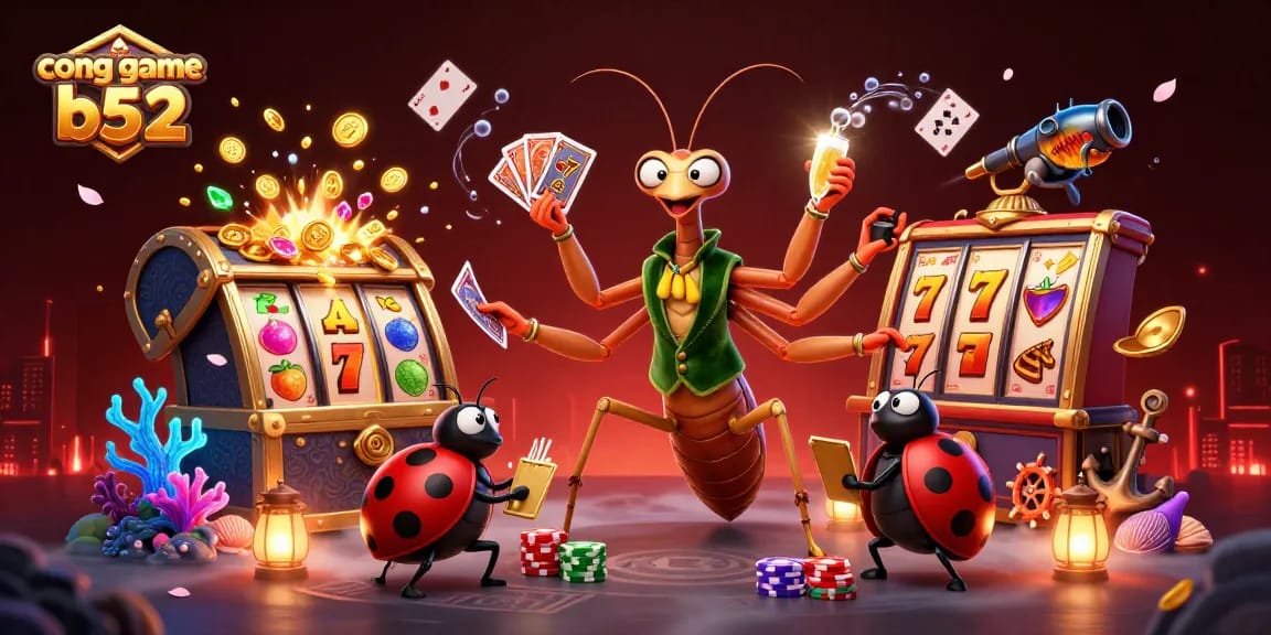 Experience the thrill of cong game b52 with a vibrant 3D illustration showcasing dynamic casino action.