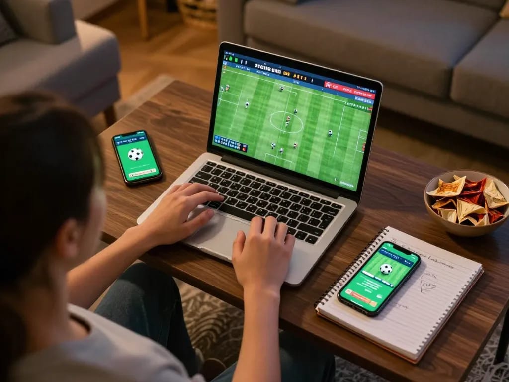 Socolive user engaging in dynamic sports betting from home, creating an exciting online gambling atmosphere