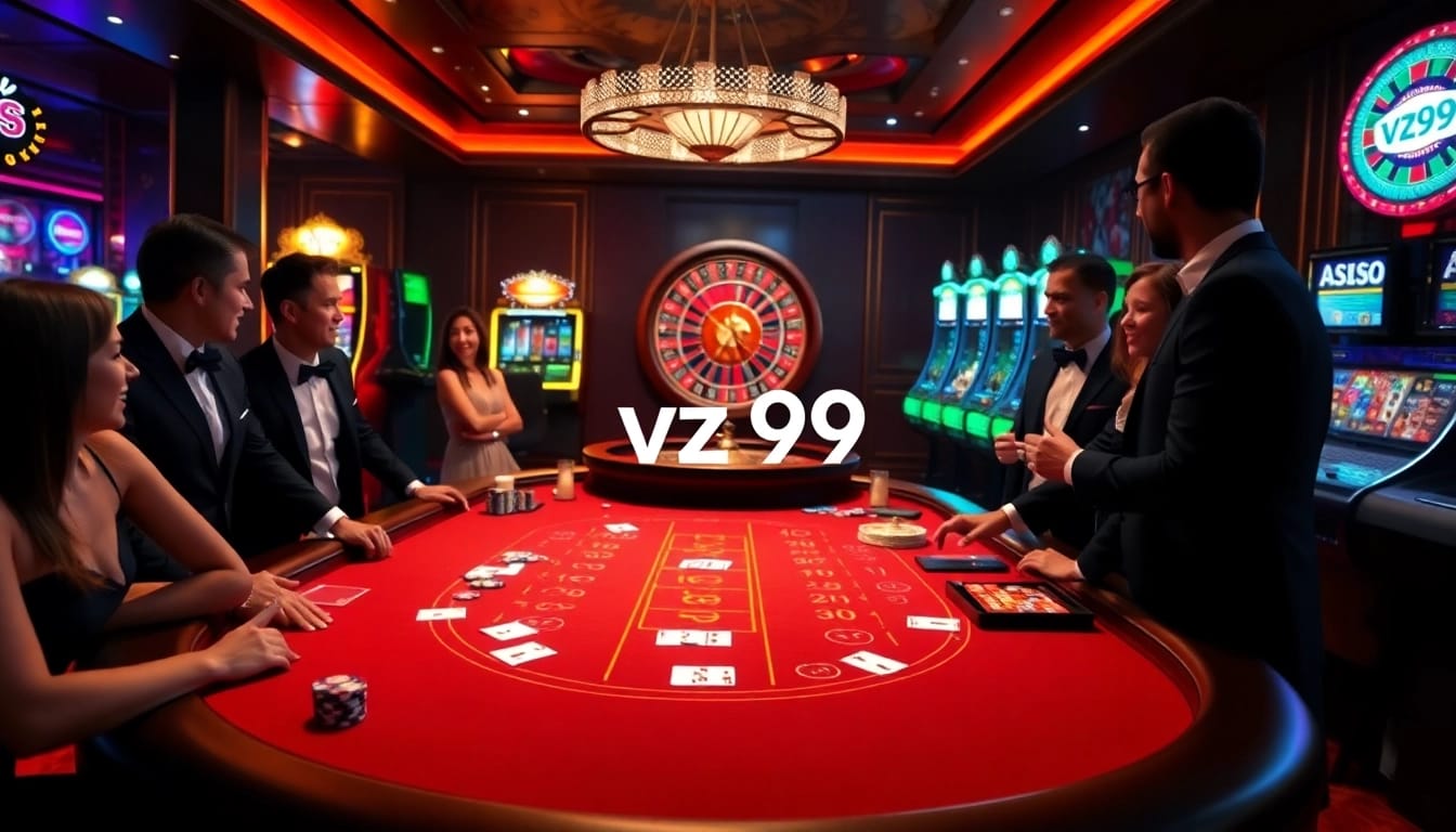 Experience immersive gambling excitement at vz99 casino with high-stakes blackjack and vibrant slot machines.