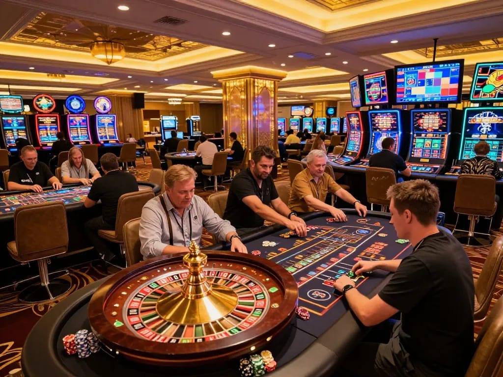 Players enjoying games at nhà cái fly88 casino, highlighting vibrant atmosphere and exciting roulette action