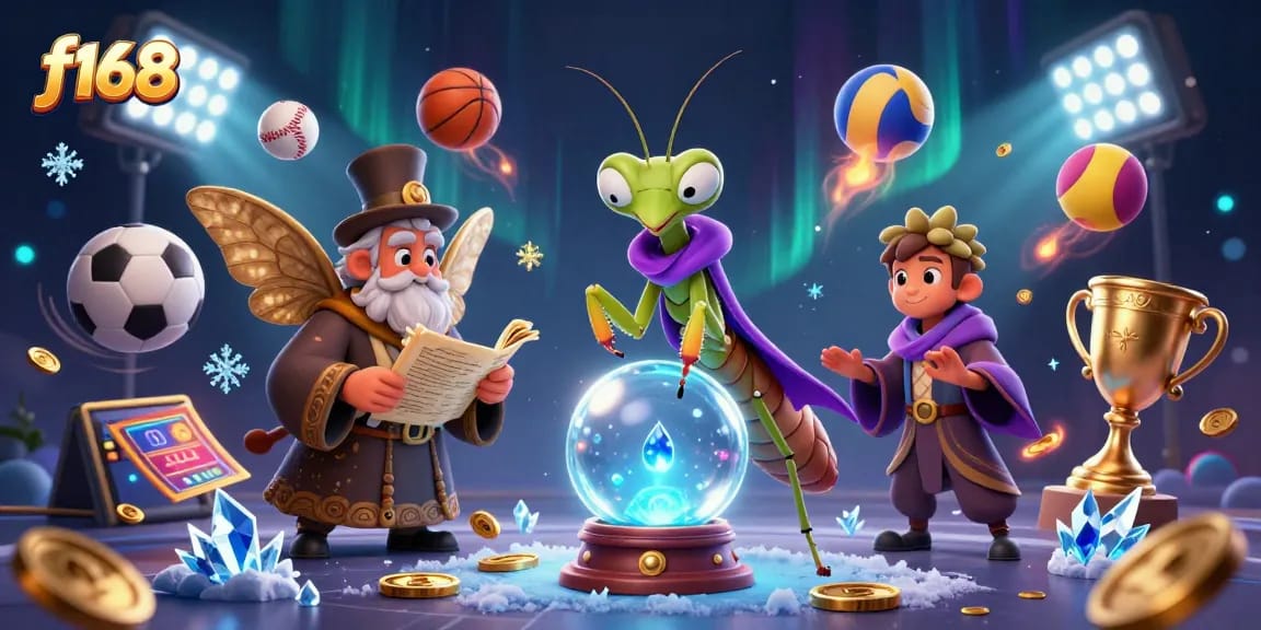 Bet on f168 with dynamic characters and gambling elements in a vibrant casino scene.