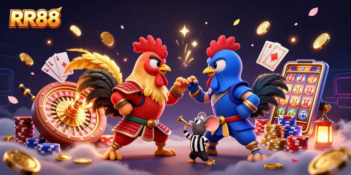 Engage in thrilling gameplay at RR88 with dynamic fighting roosters and exciting casino elements.