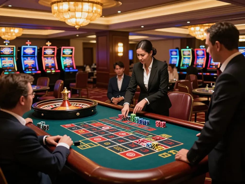 Experience the excitement at UK88's roulette table, capturing thrilling gameplay and elegance in a casino setting