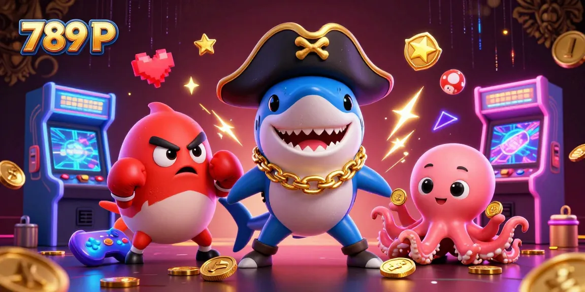 Win big with 789 P in this vibrant 3D gaming scene filled with character and cash!