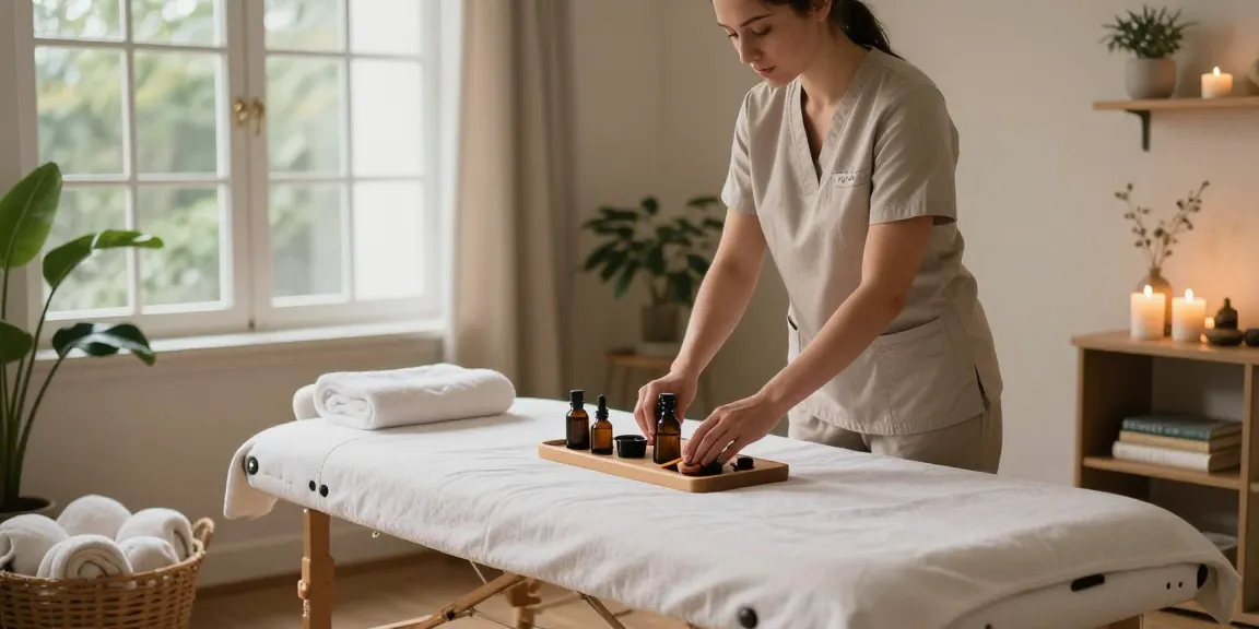 하남출장안마 professional massage therapy setup in a cozy wellness space.