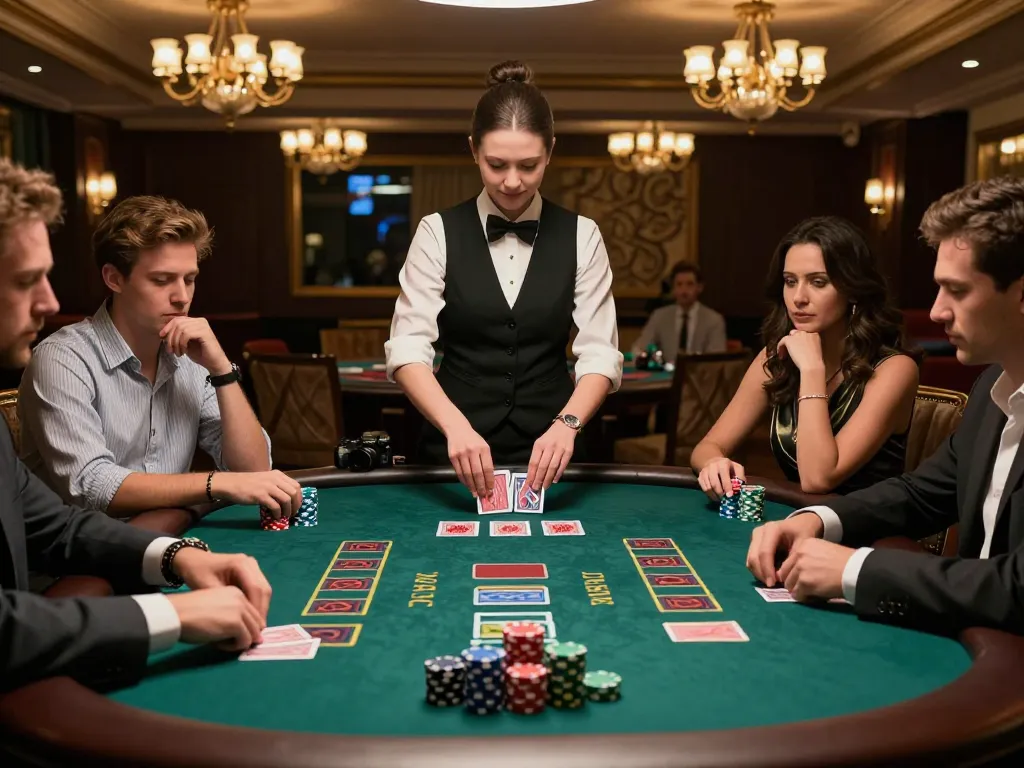 68win players engaged in strategic blackjack gameplay at an upscale casino table