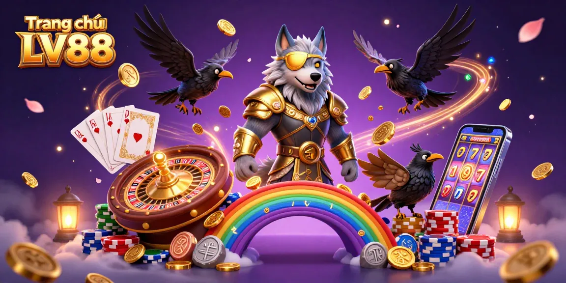 Engage with thrills at Trang chủ LV88 featuring a dynamic casino scene with Odin and golden ravens.