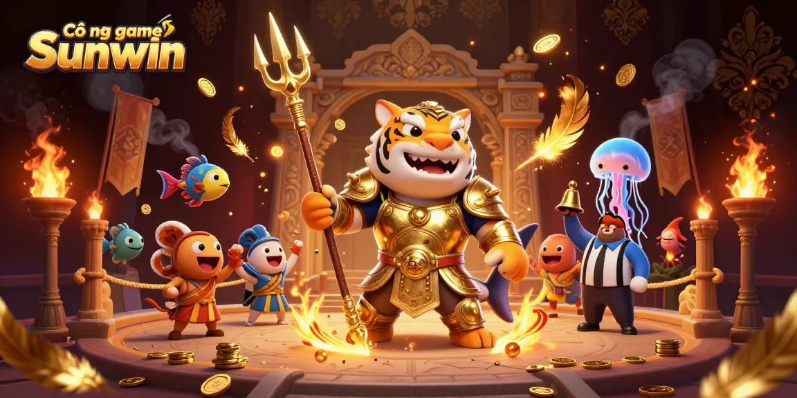 Cổng game Sunwin offers exhilarating underwater casino action featuring a fierce shark in gladiator armor.