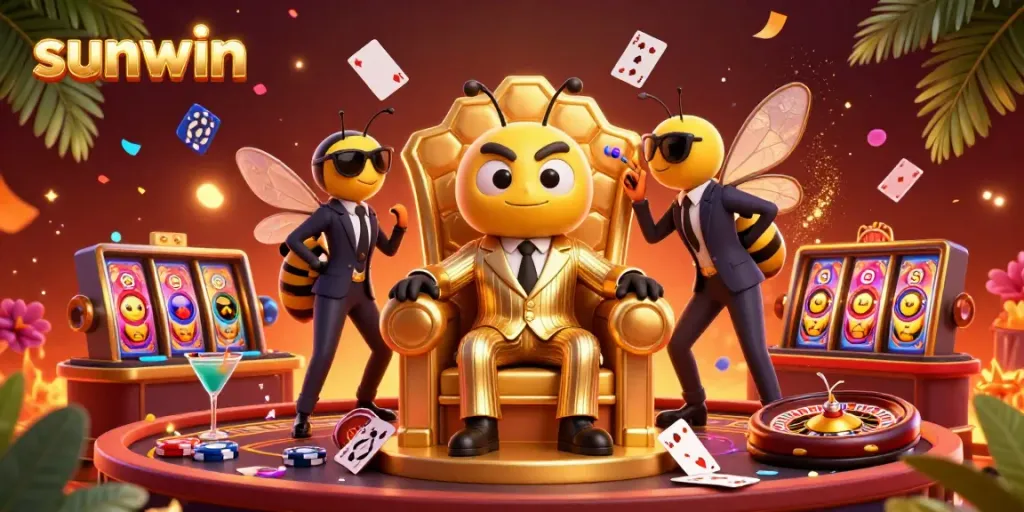 Experience the thrill of sunwin with engaging gaming characters in a vibrant casino atmosphere.
