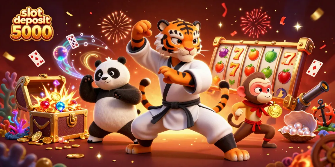 Engage in thrilling slot deposit 5000 action with vibrant characters and dynamic casino elements.