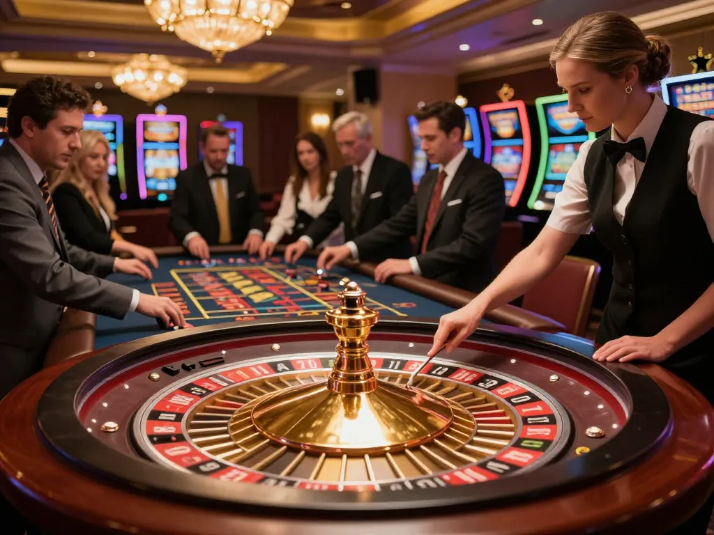 Playing roulette at Luck8 with vibrant atmosphere and elegant decor enhancing excitement