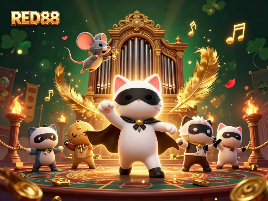 Engage in thrilling play at RED88 Casino, featuring vibrant characters and immersive gaming elements.