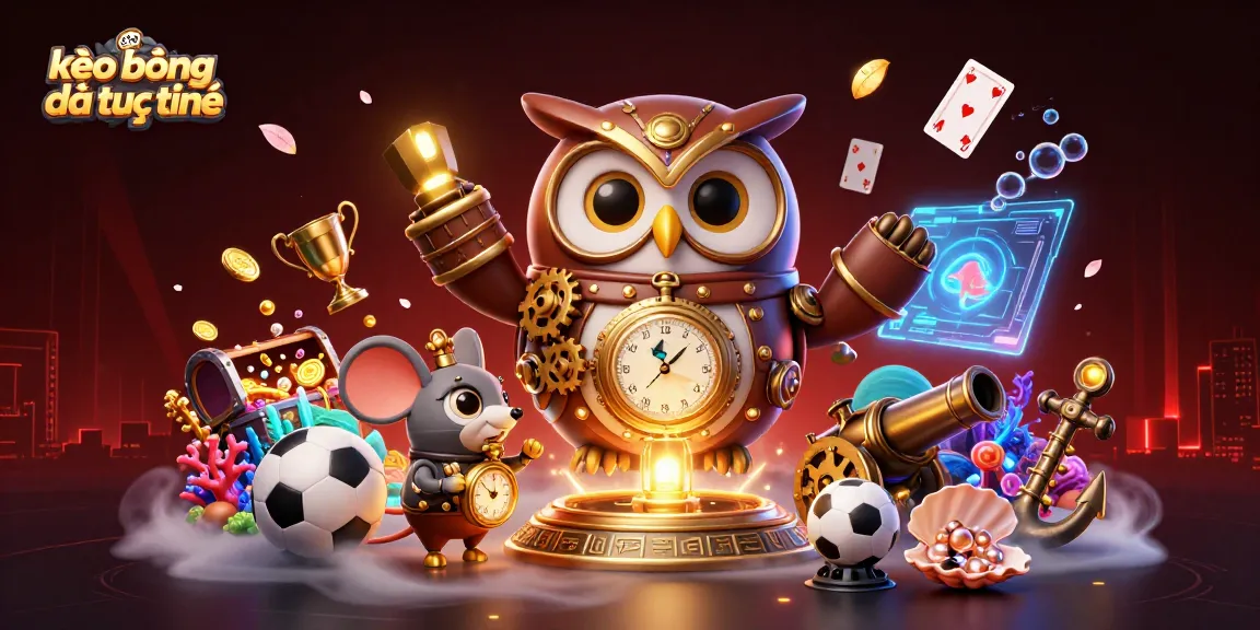 Engage in kèo bóng đá trực tuyến with dynamic 3D cartoon casino characters and vibrant betting elements.
