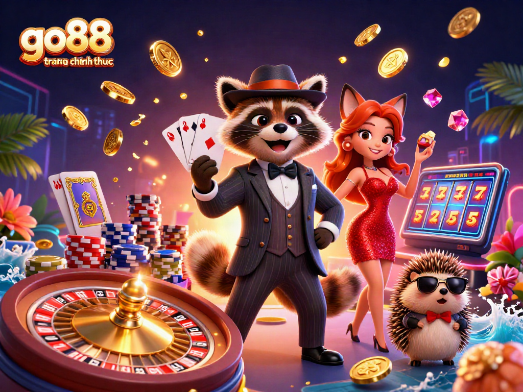 Win exciting prizes at go88 trang chu chinh thuc with a royal flush hand and vibrant casino elements.