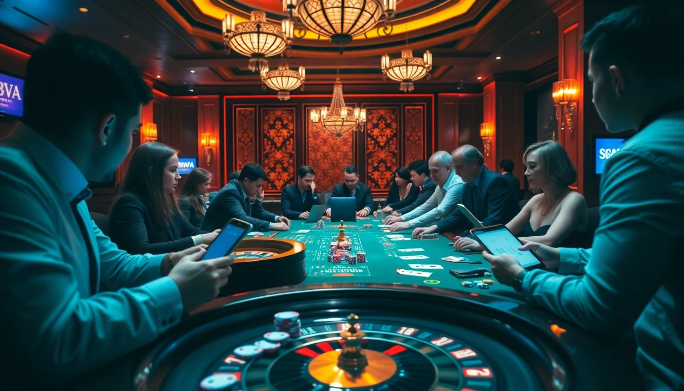 A thrilling poker scene with players at a casino table showcasing excitement and strategy at https://888vi.space/