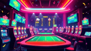 Gamification enhances engagement in sports betting by showcasing vibrant casino elements.