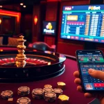 Experience thrilling gambling at F8Bet with upscale casino tables, vibrant chips, and live betting displays.