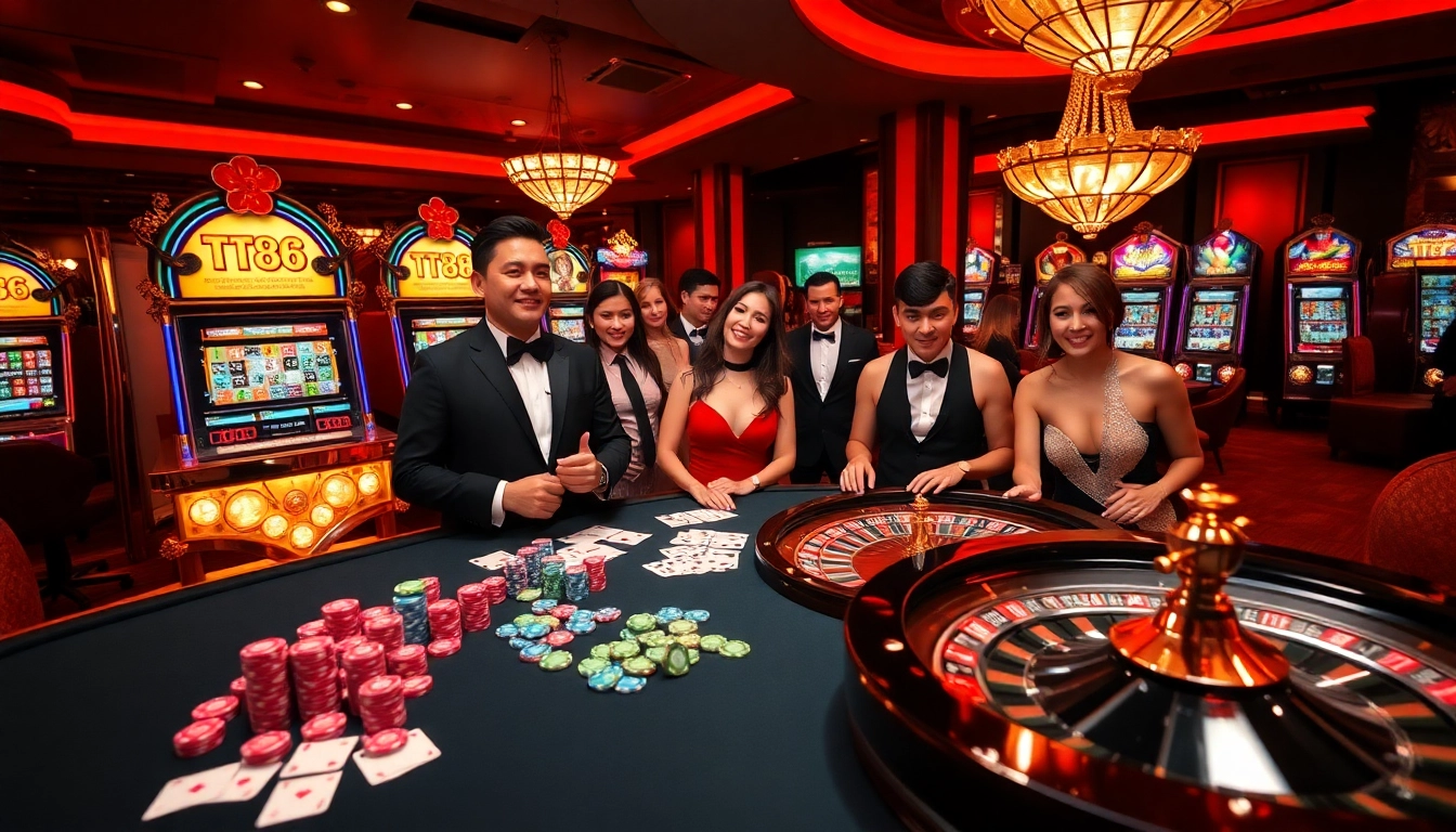Experience thrilling gameplay at TT88 with poker chips and roulette, showcasing high-stakes excitement.