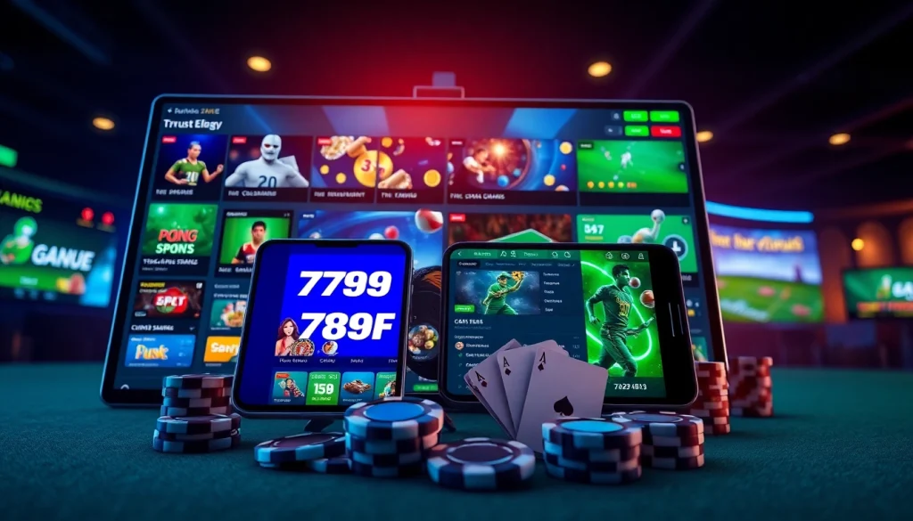 Vibrant online gambling interface showcasing 789f logo and engaging games.