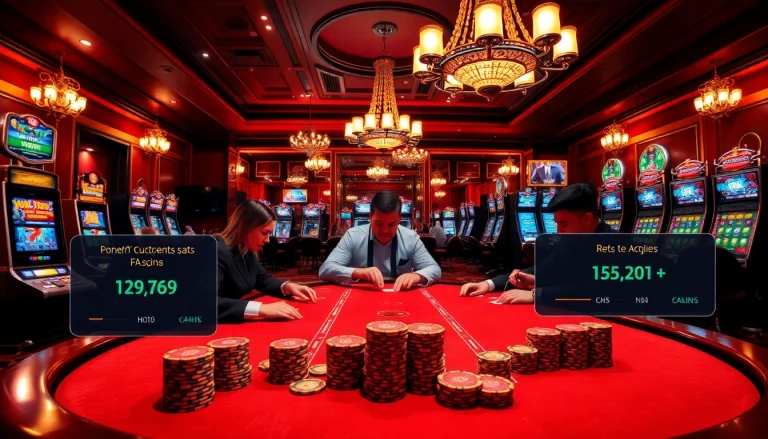 Players engaging in intense poker action at a luxurious 789club casino table.