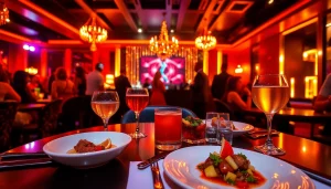 Dinner sxm at Club Noir featuring gourmet dishes and cocktails in an upscale nightlife setting.