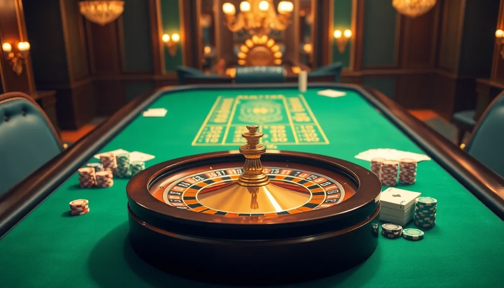 Experience the thrill of sv88 top casino gaming with luxurious tables and vibrant poker chips.