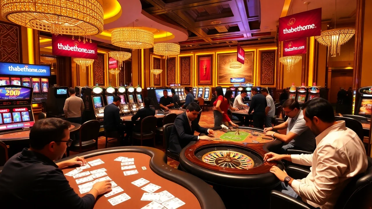 Exciting gambling experience featuring thabethome.com poker tables and roulette wheels.