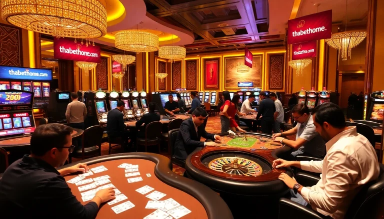 Exciting gambling experience featuring thabethome.com poker tables and roulette wheels.