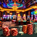 Engaging casino atmosphere featuring go88-themed poker tables and vibrant slot machines.