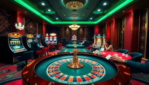 Engaging roulette and poker game scene highlights good88 casino excitement with vibrant color scheme.