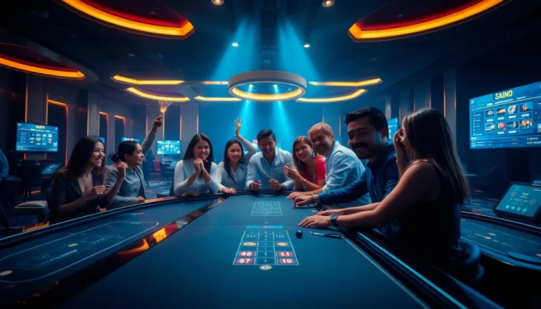 Experience the excitement of online betting at luck8win.live, where players celebrate wins in a luxurious casino setting.