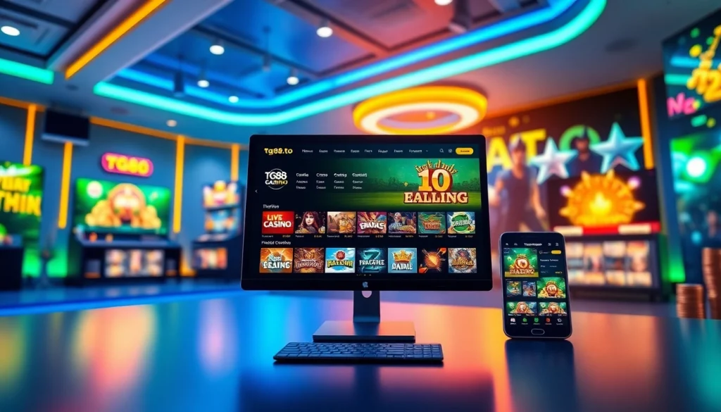 Explore the dynamic gaming interface of tg88.to, showcasing sports betting and live casino options.