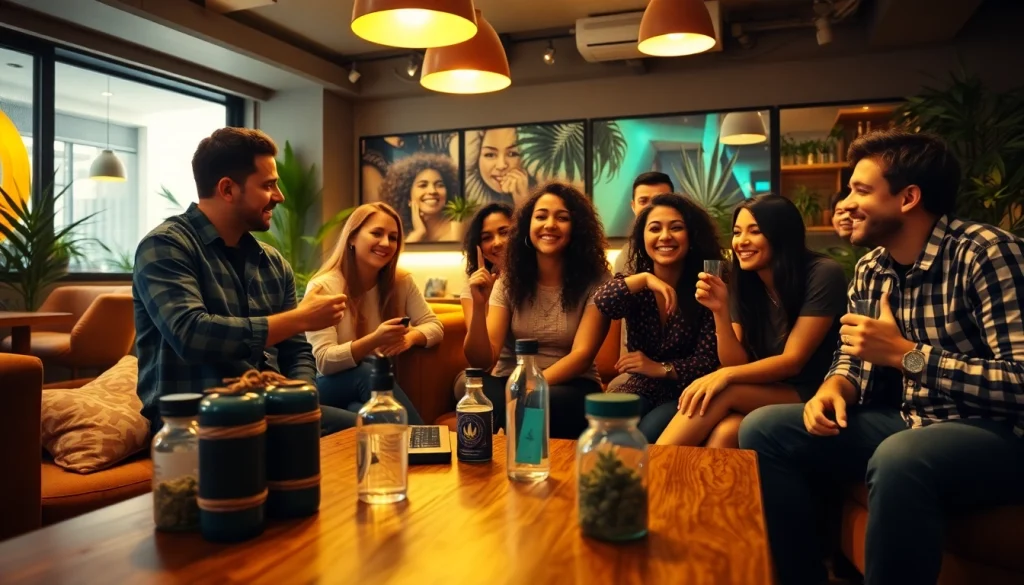 Les visiteurs du Green Guyz club cannabis madrid profitent d'une atmosphère conviviale.