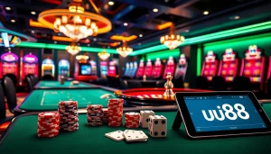 uu88 betting excitement with vibrant casino games and luxurious tables.