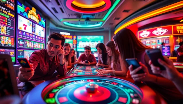 Experience the thrill of online gambling at winvn88.live with a vibrant virtual casino scene featuring diverse players.