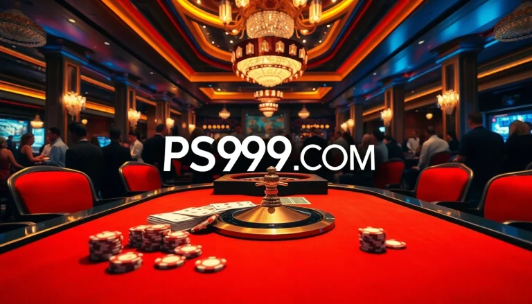 Gamblers enjoying a thrilling experience at a luxurious casino table featuring PS99 COM.