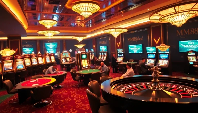 Players enjoying an exciting experience at MM88.global casino tables, immersed in luxury gaming.
