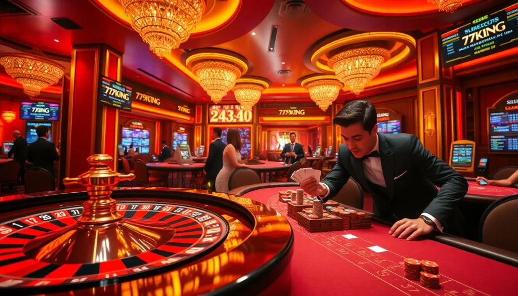 Experience the thrill of high-stakes betting at 79KING in a luxurious casino setting.