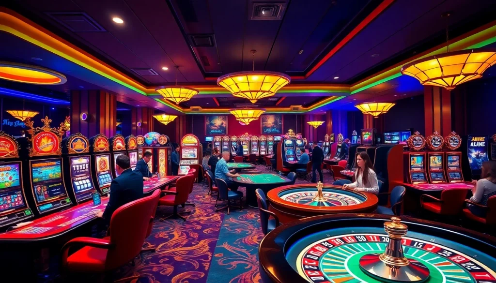 Engaging scene of gamblers enjoying games at a luxurious casino, featuring elements from https://gg88.tech/