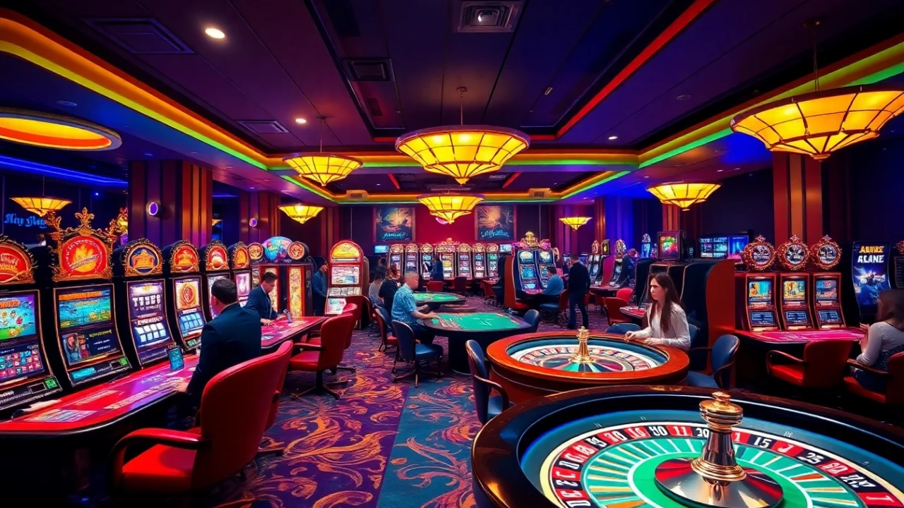Engaging scene of gamblers enjoying games at a luxurious casino, featuring elements from https://gg88.tech/