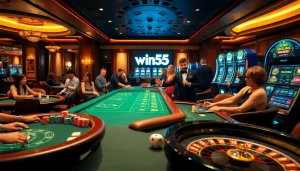 Players enjoying exciting games in a luxurious casino atmosphere related to win55.