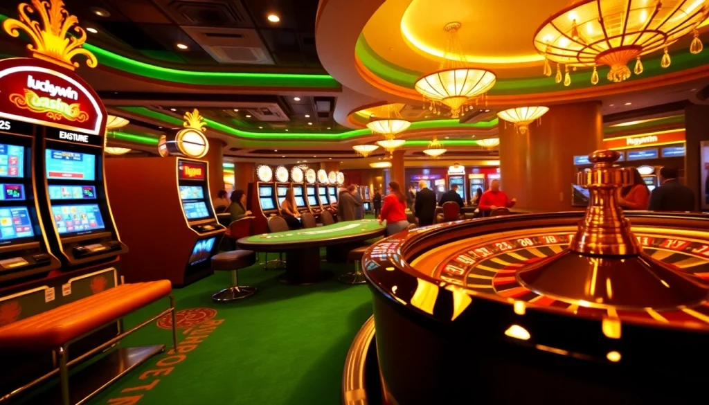 Experience the excitement of luckywin with vibrant casino games and spinning roulette wheels.