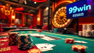Experience the thrill of winning at 99win with vibrant casino tables showcasing exciting gambling action.